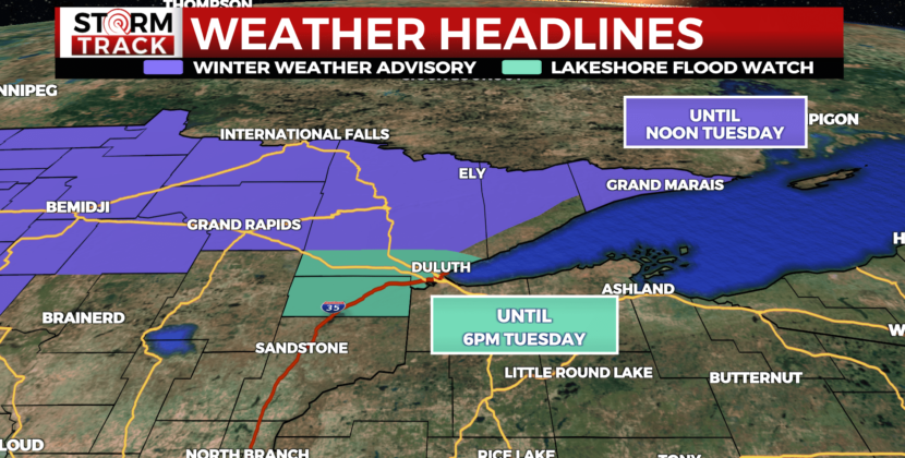 winter weather advisory issued for northern minnesota and northwest wisconsin.