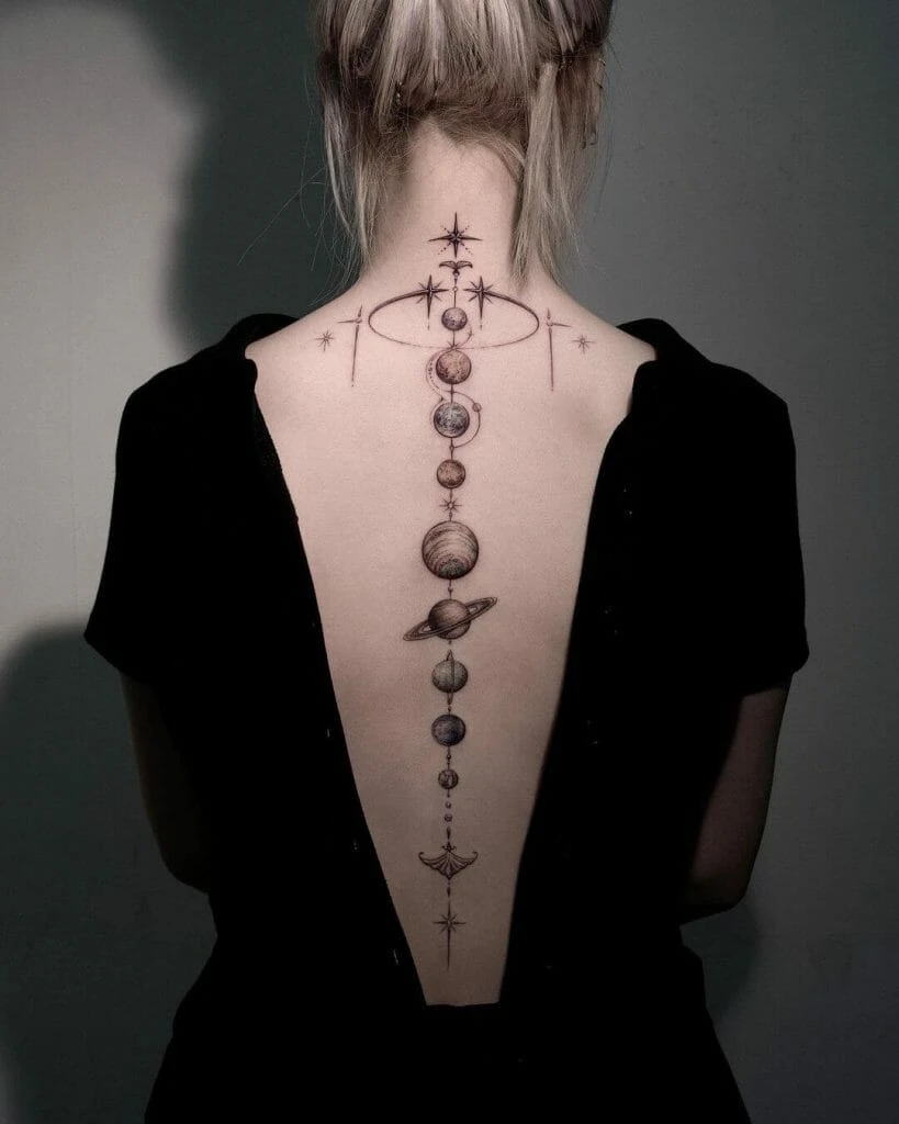 Elegant Ideas For Back Solar System Tattoo