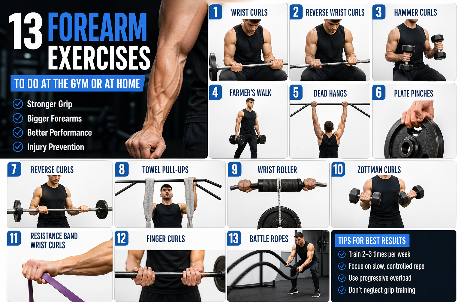 13 Forearm Exercises to Do at Home or Gym (Build Stronger Arms Fast)
