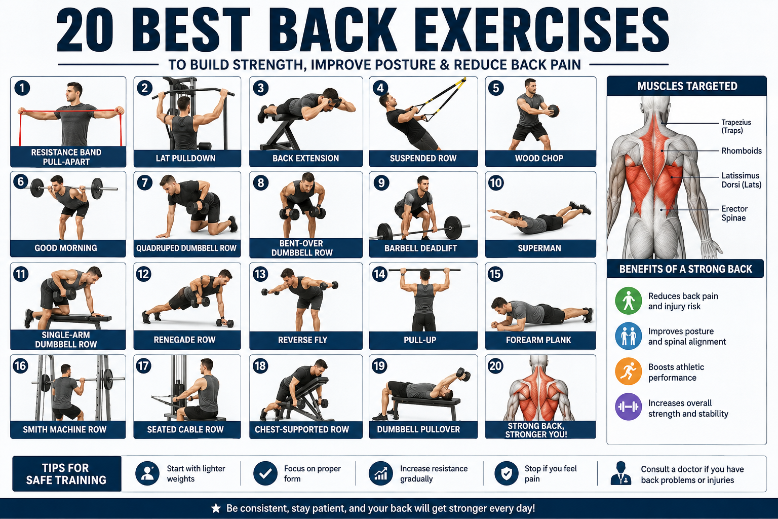 20 Best Back Exercises to Build Strength, Improve Posture, and Reduce Back Pain